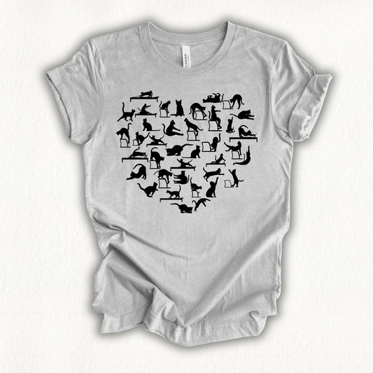 Cat Pilates Pose Heart T-shirt