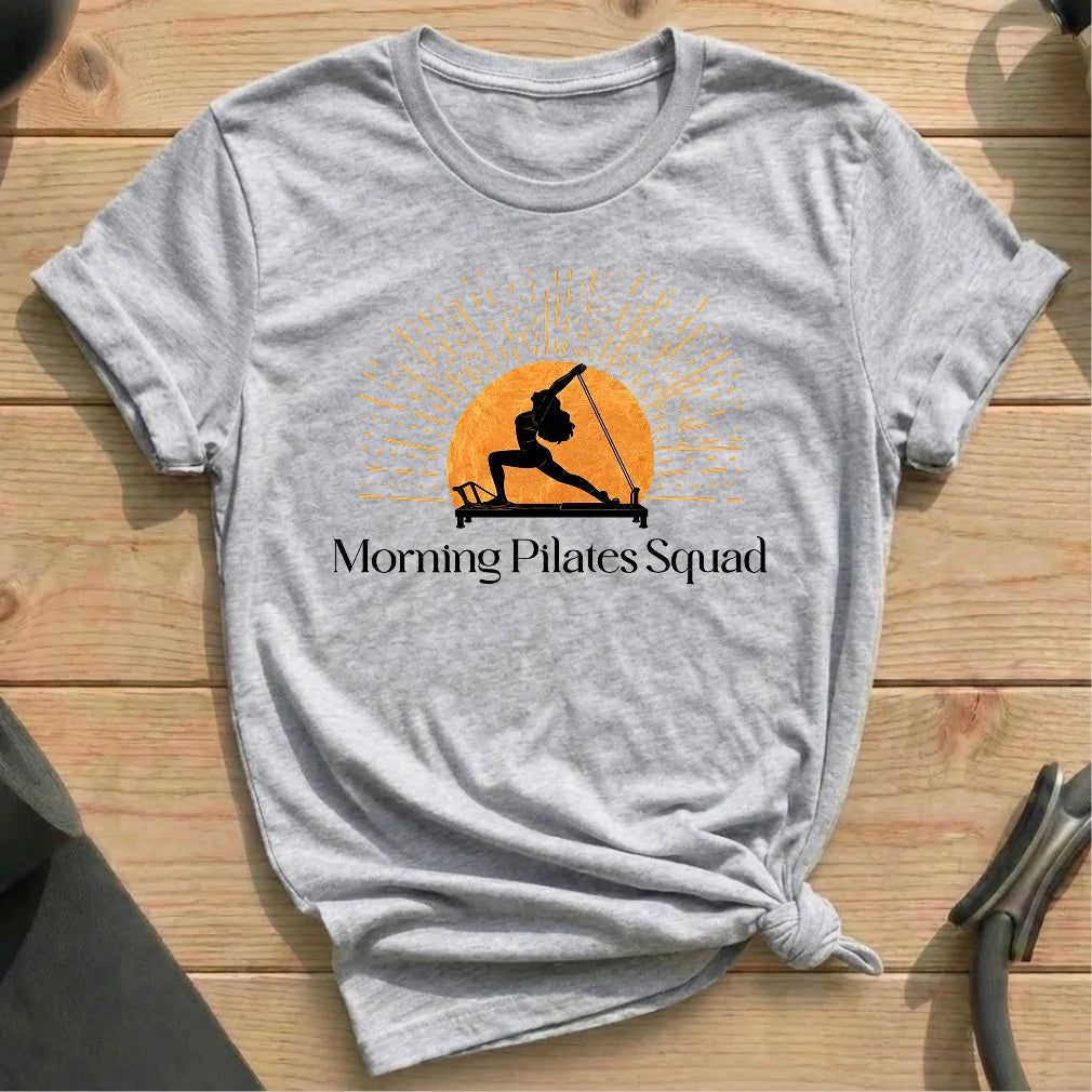 Morning Pilates Squad Athelic Heather shirt in MindCloth Pilates Tshirt Collection