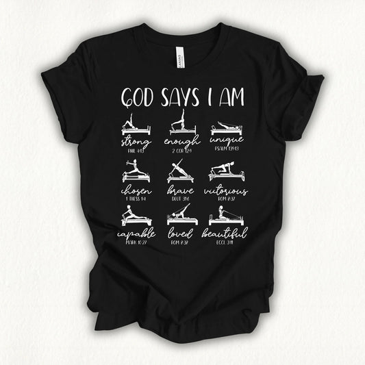 God Says Pilates T-shirt - in MindCloth Pilates Tshirt Collection