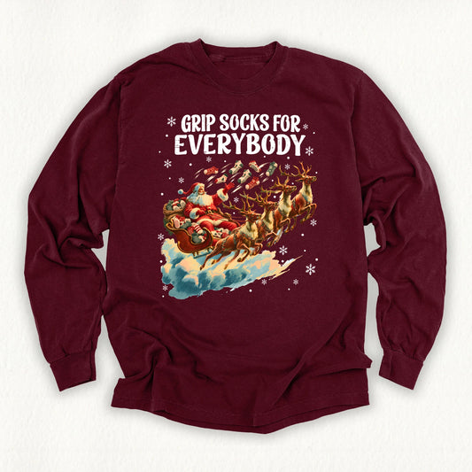 Santa Grip Socks Long Sleeve T-shirt