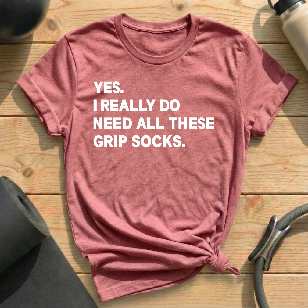 All These Grip Socks T-shirt - in MindCloth Pilates Tshirt Collection