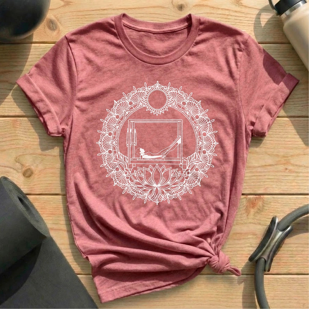 Mandala Pilates heather mauve Tshirt in MindCloth Pilates Tshirt Collection