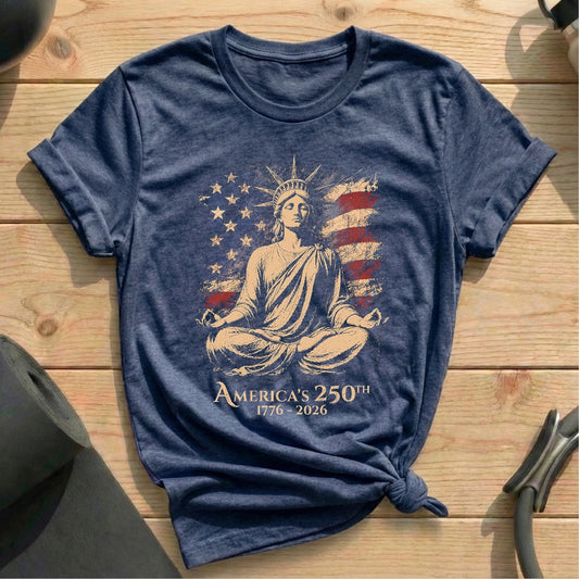 Liberty Meditate Flag T-shirt -Â in MindCloth Pilates Tshirt Collection