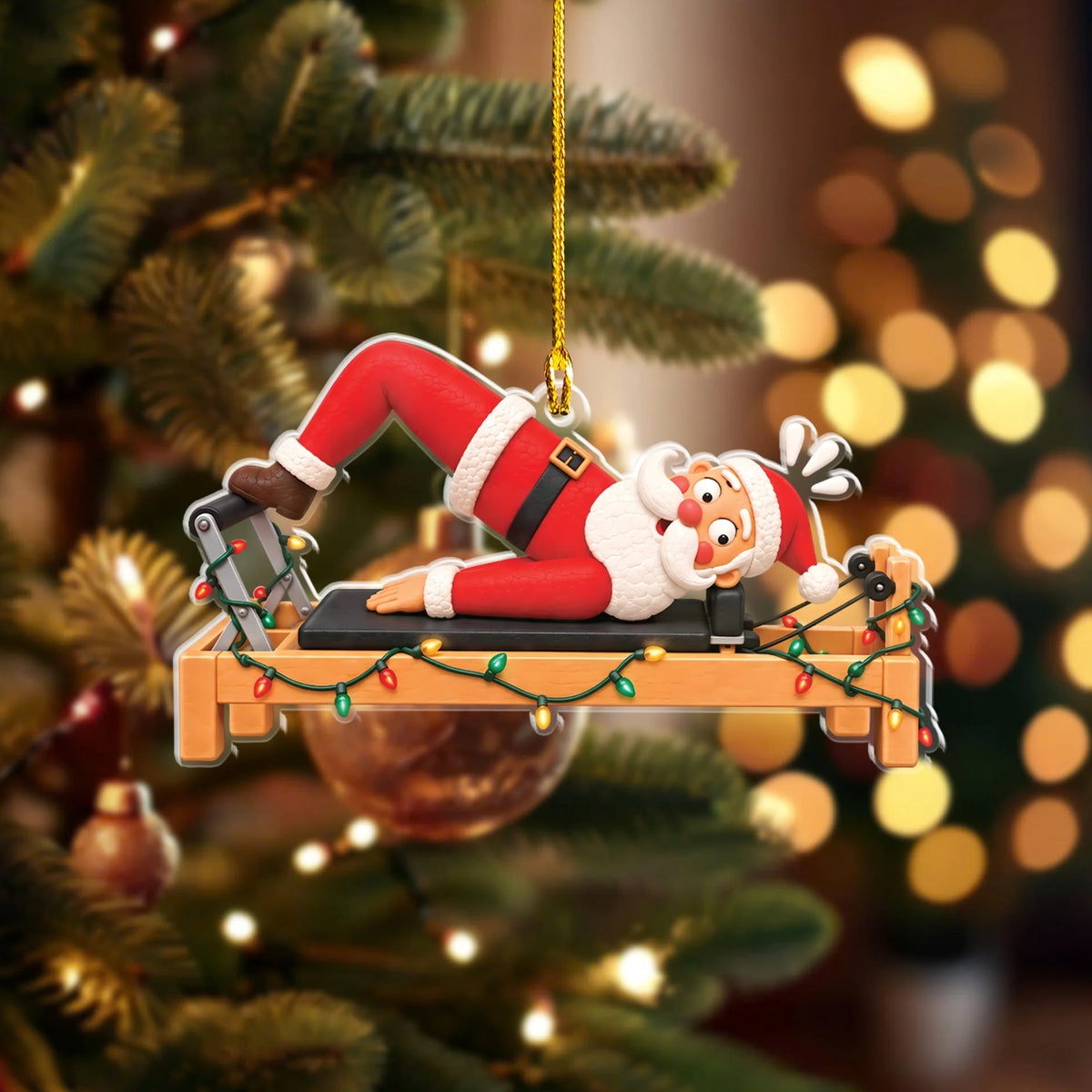 Santa Bridge On Reformer 2D Flat Ornament