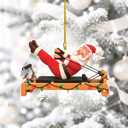 Santa Teaser On Reformer 2D Flat Ornament
