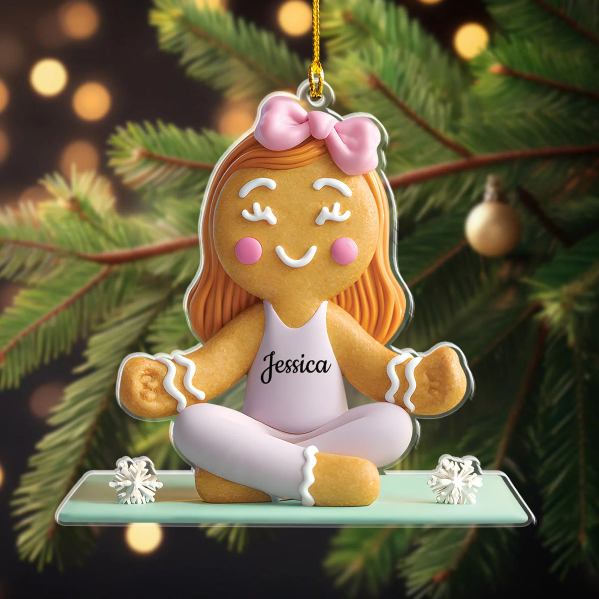Gingerbread Yoga Acrylic Ornament