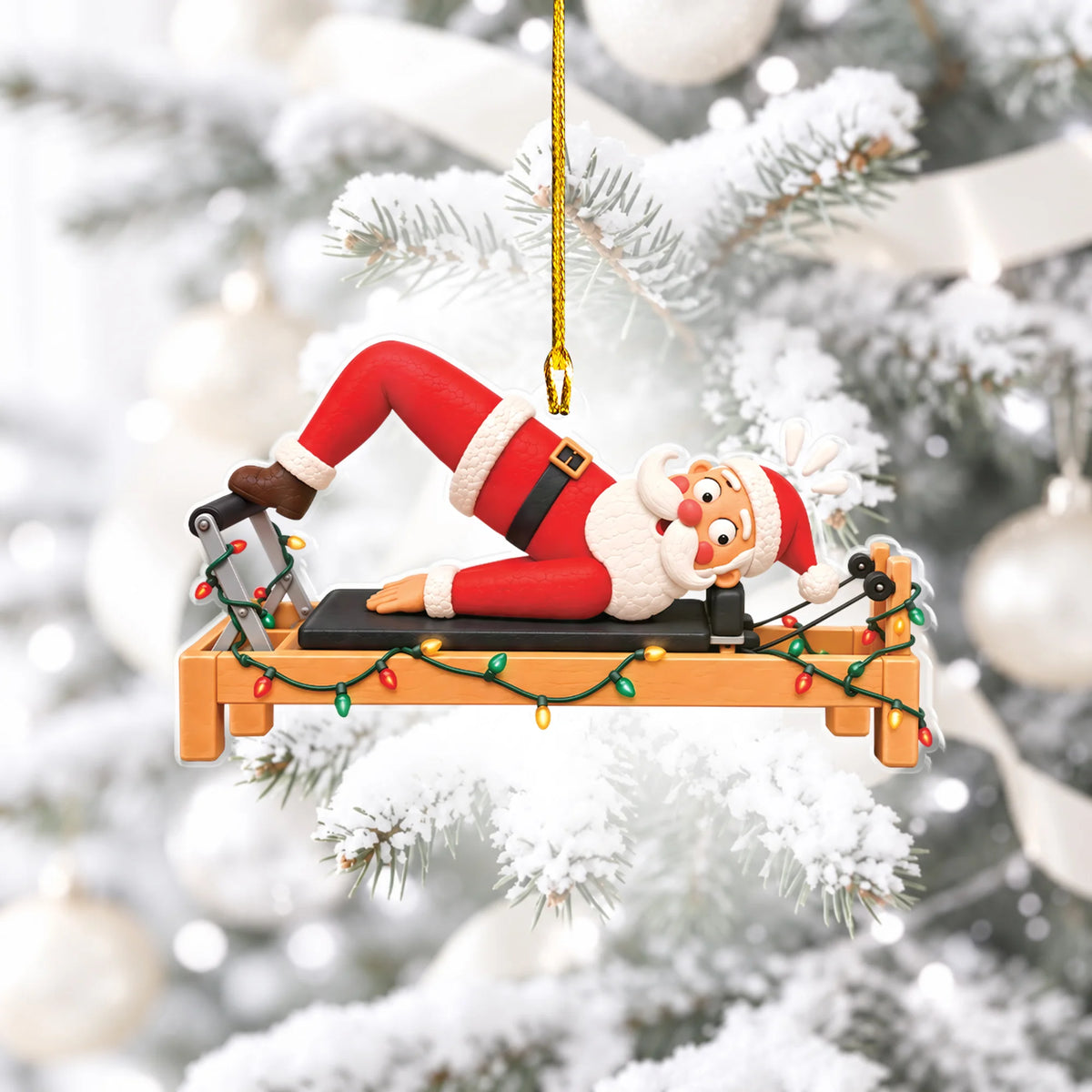 Santa Bridge On Reformer 2D Flat Ornament