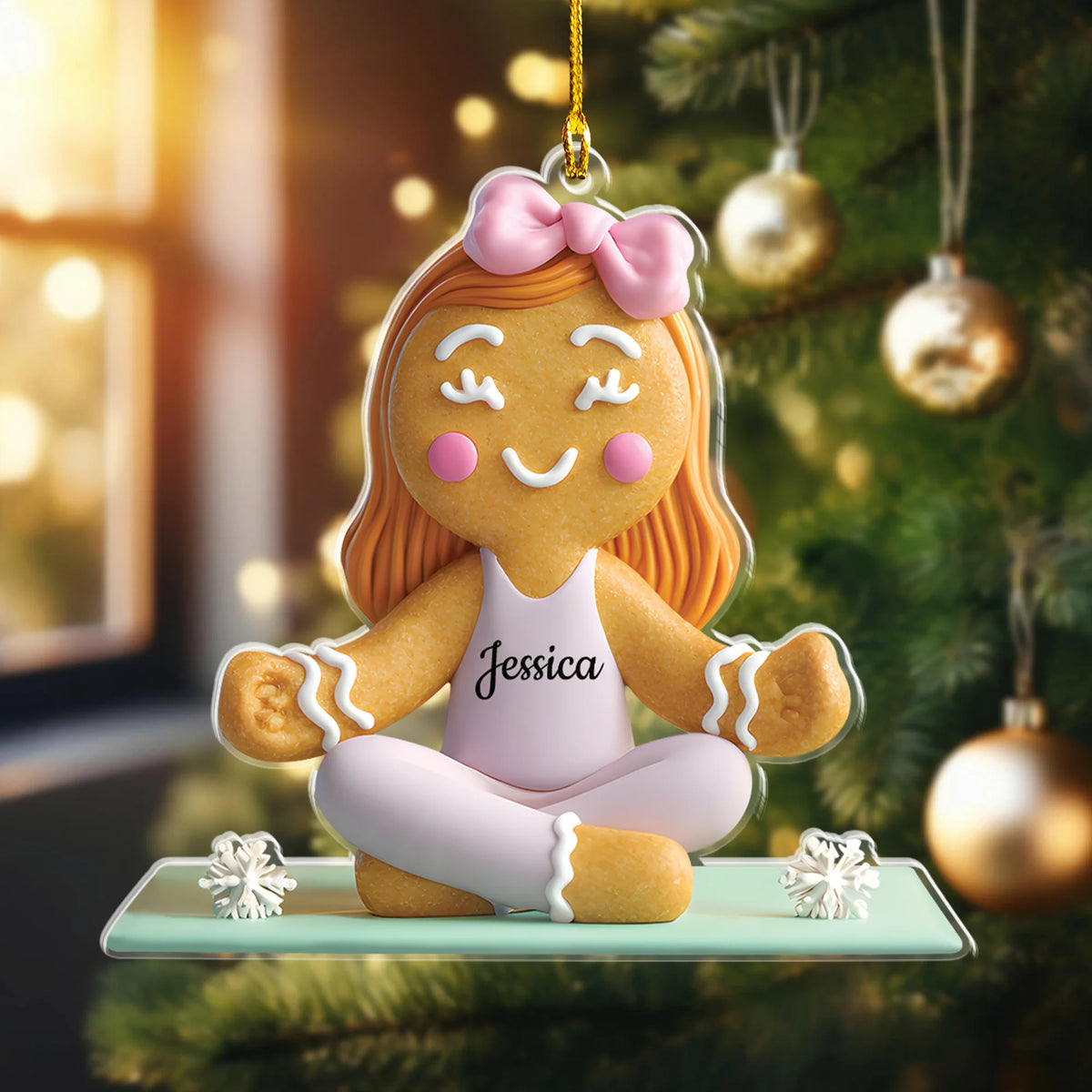 Gingerbread Yoga Acrylic Ornament