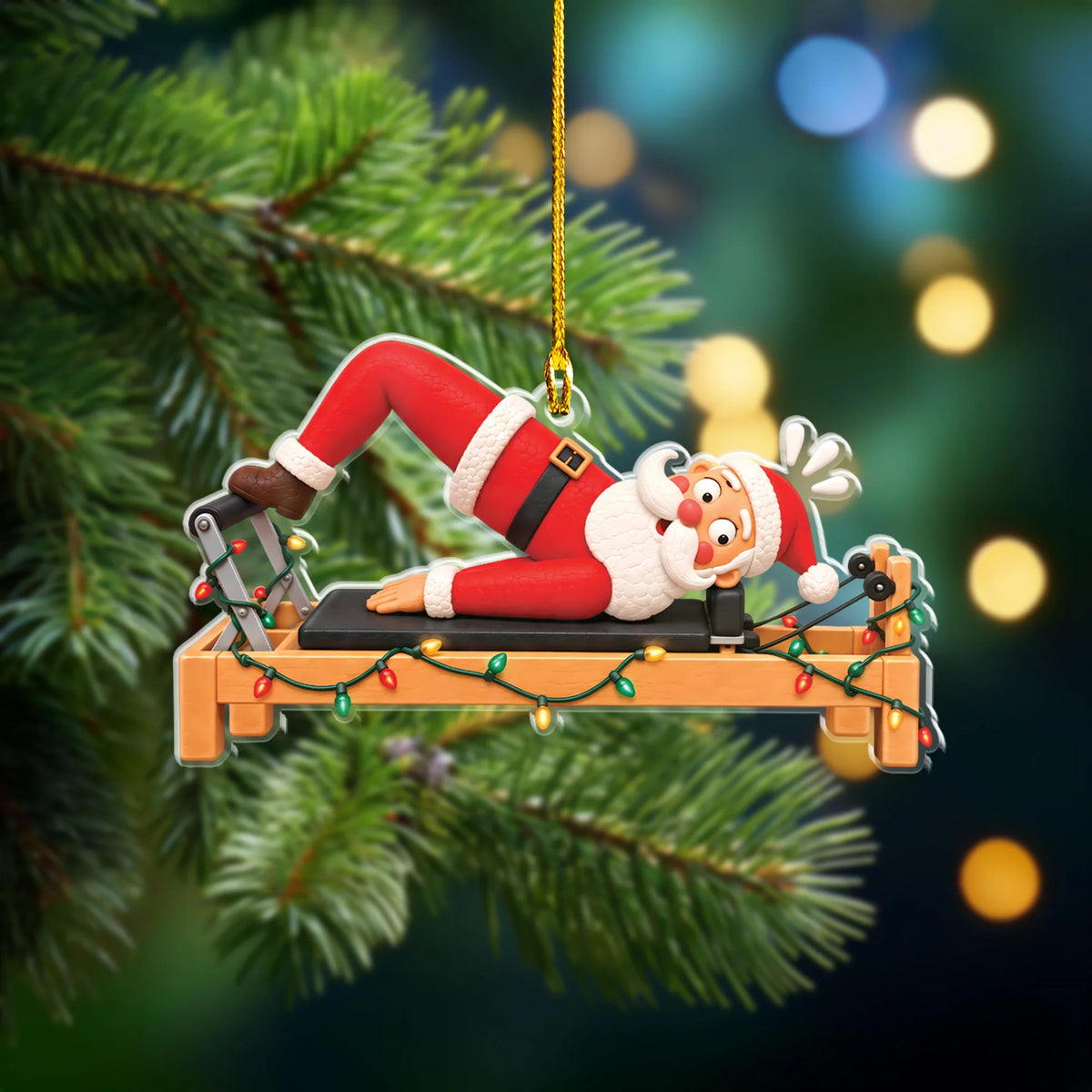 Santa Bridge On Reformer 2D Flat Ornament