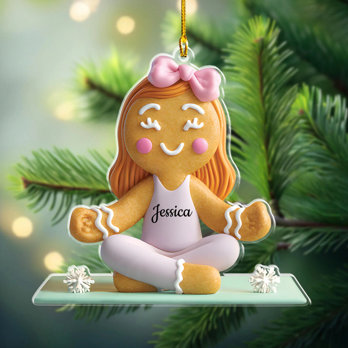 Gingerbread Yoga Acrylic Ornament