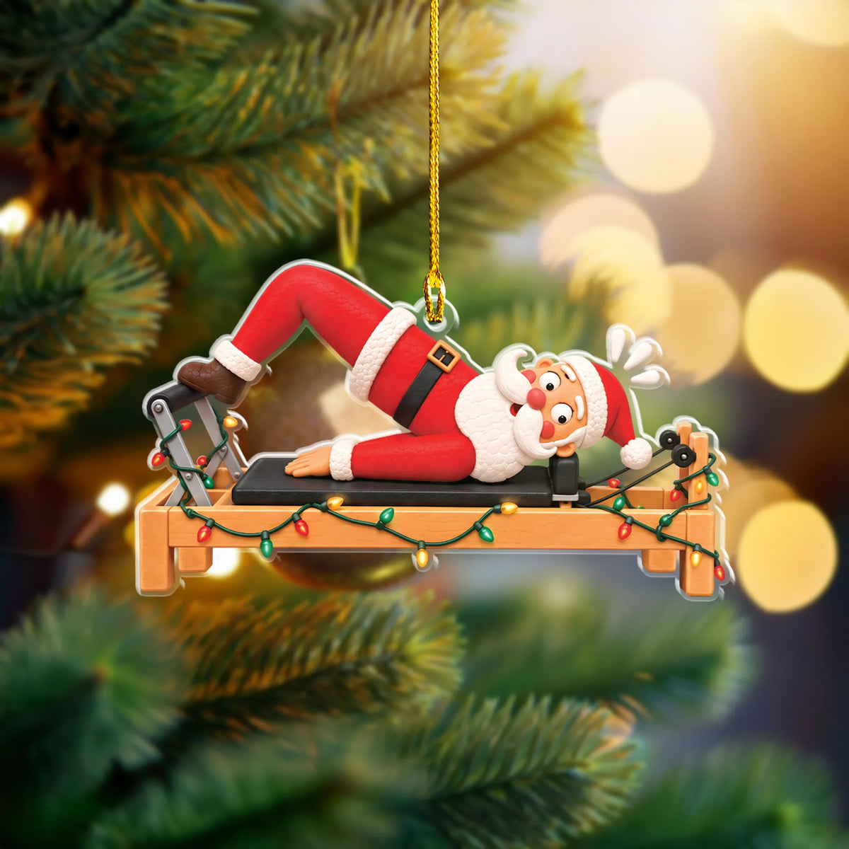 Santa Bridge On Reformer 2D Flat Ornament