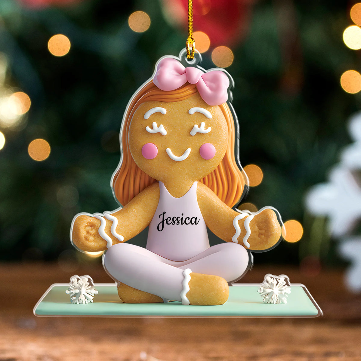 Gingerbread Yoga Acrylic Ornament