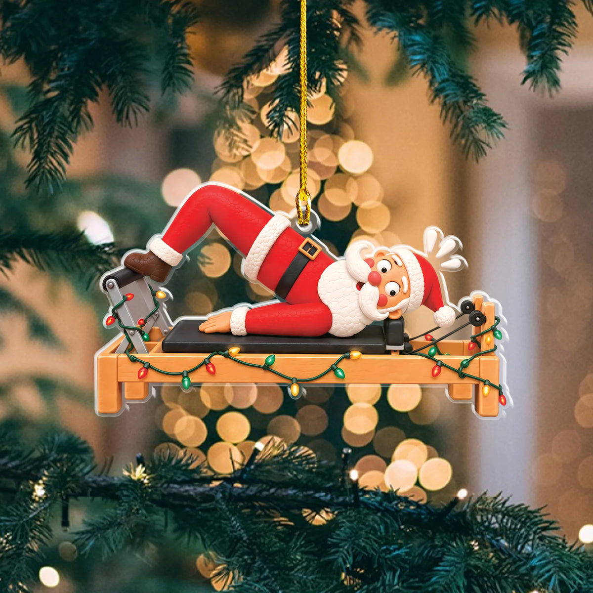 Santa Bridge On Reformer 2D Flat Ornament