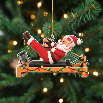 Santa Teaser On Reformer 2D Flat Ornament