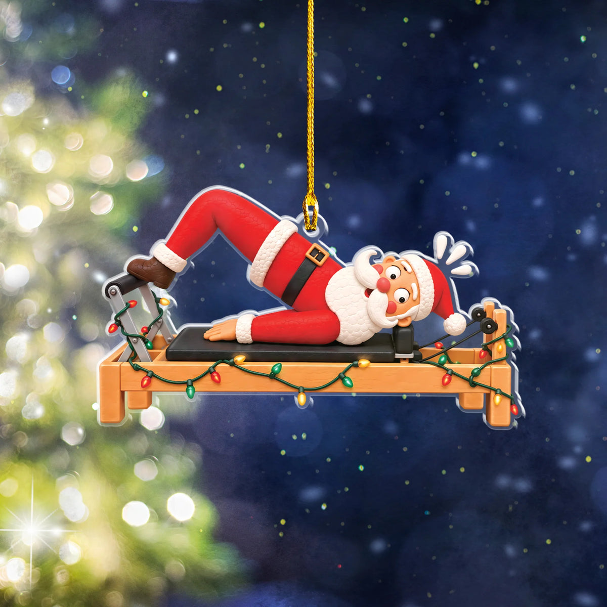 Santa Bridge On Reformer 2D Flat Ornament