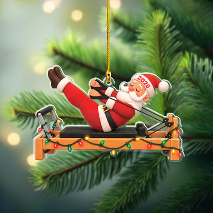 Santa Teaser On Reformer 2D Flat Ornament