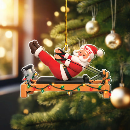 Santa Teaser On Reformer 2D Flat Ornament