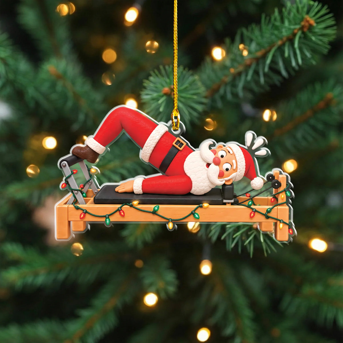 Santa Bridge On Reformer 2D Flat Ornament