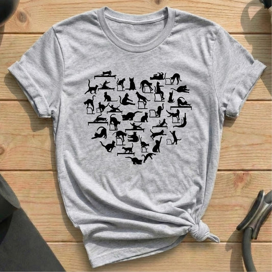 Cat Pilates Pose Heart T-shirt