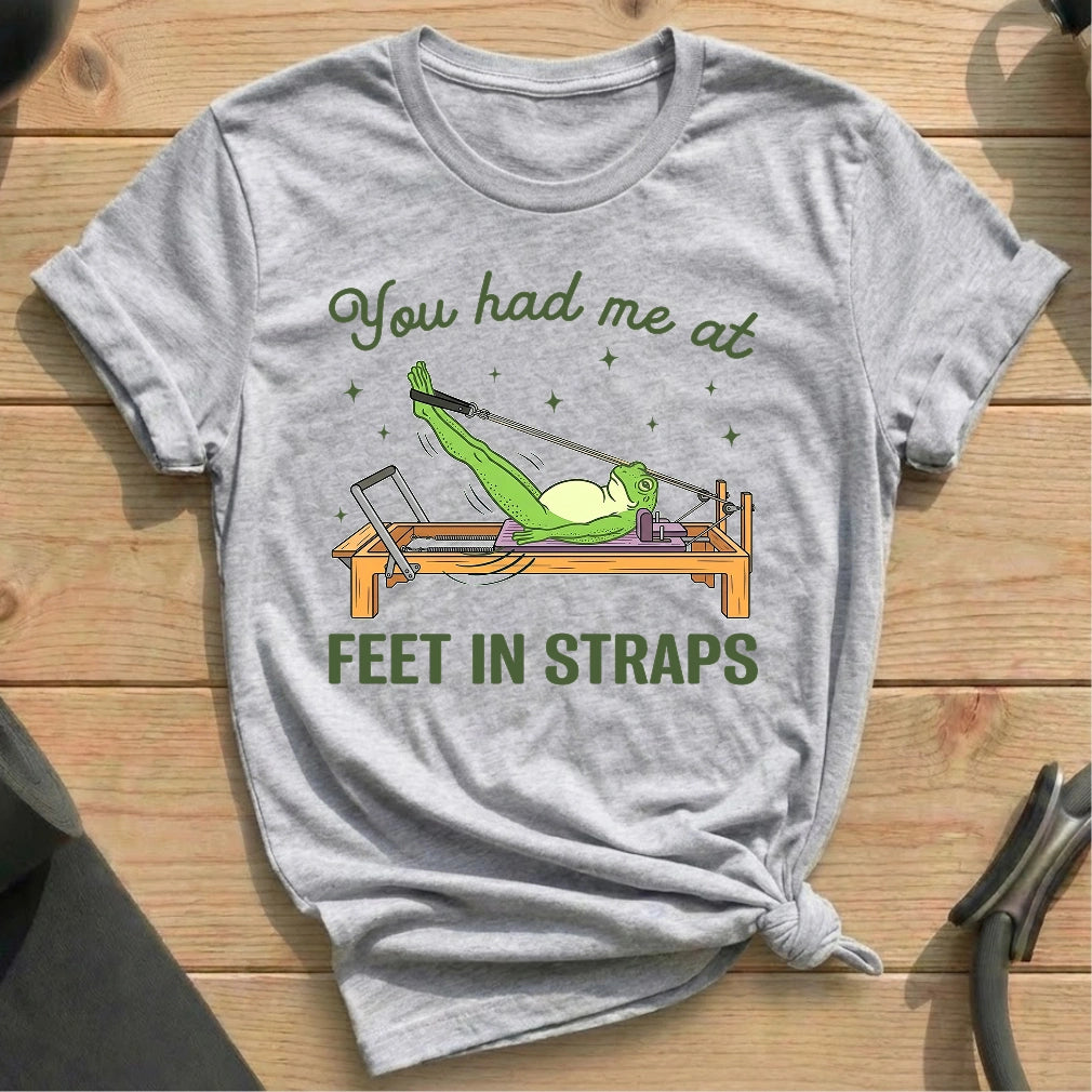 Frog Love Feet In Straps T-shirt - in MindCloth Pilates Tshirt Collection