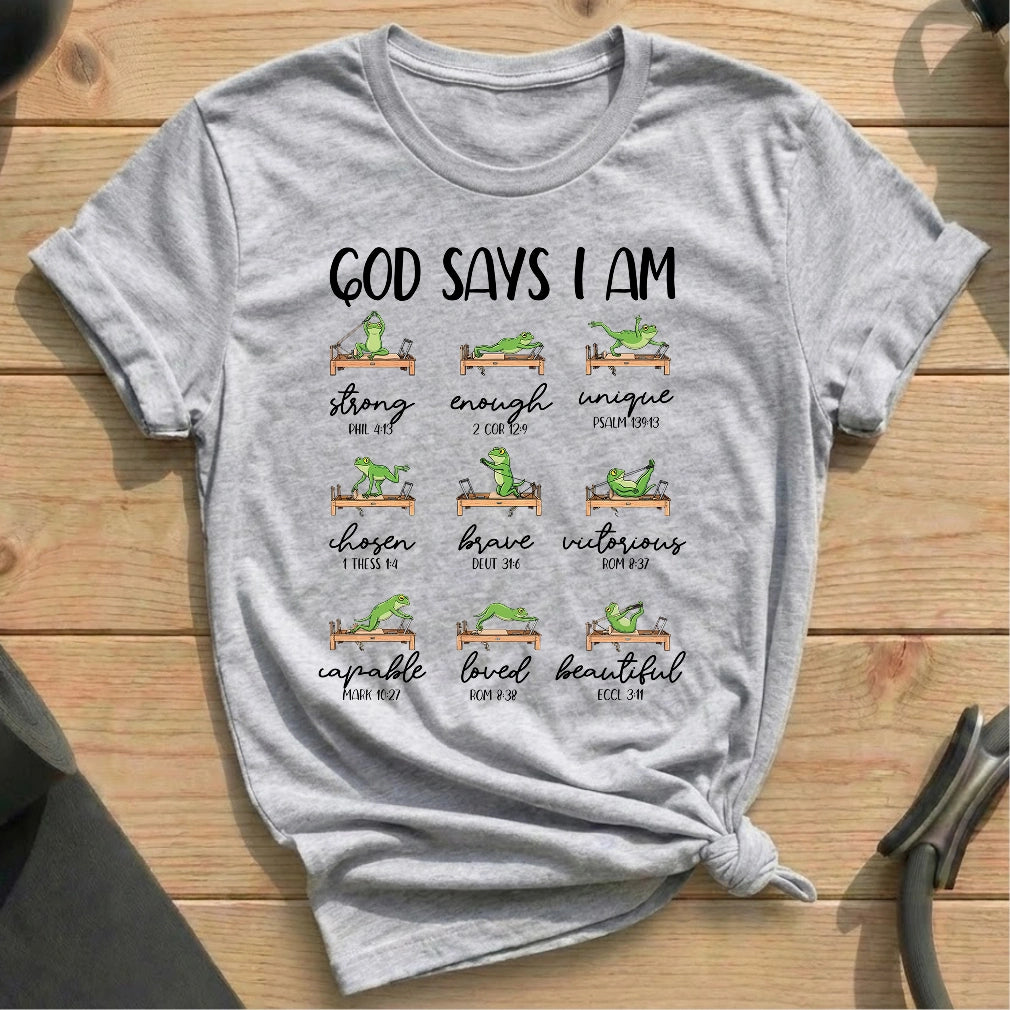 God Says Frog T-shirt - in MindCloth Pilates Tshirt Collection