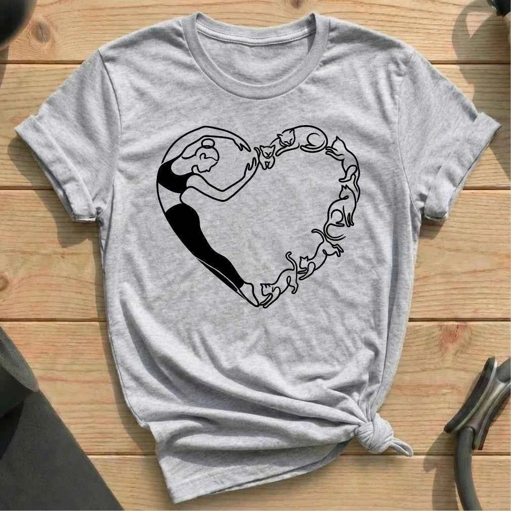 Pilates Cat Heart T-shirt