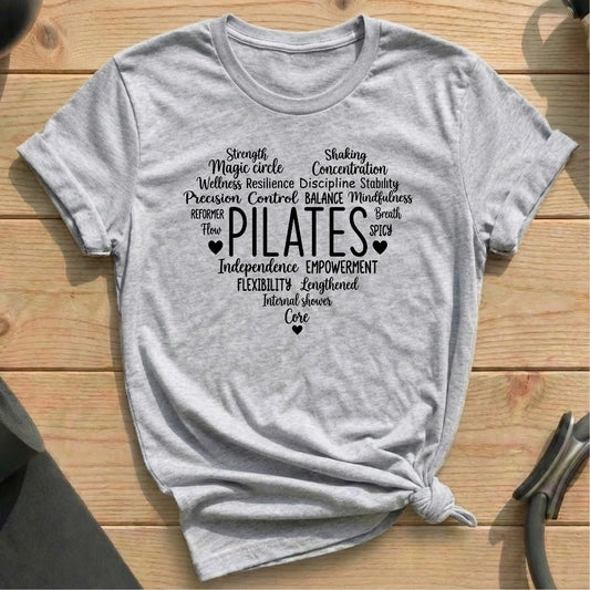 Pilates Heart athelic heather tshirt in MindCloth Pilates Tshirt Collection