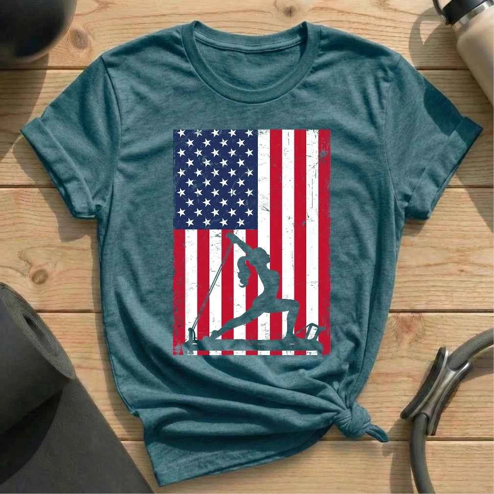American Flag Pilates T-shirt