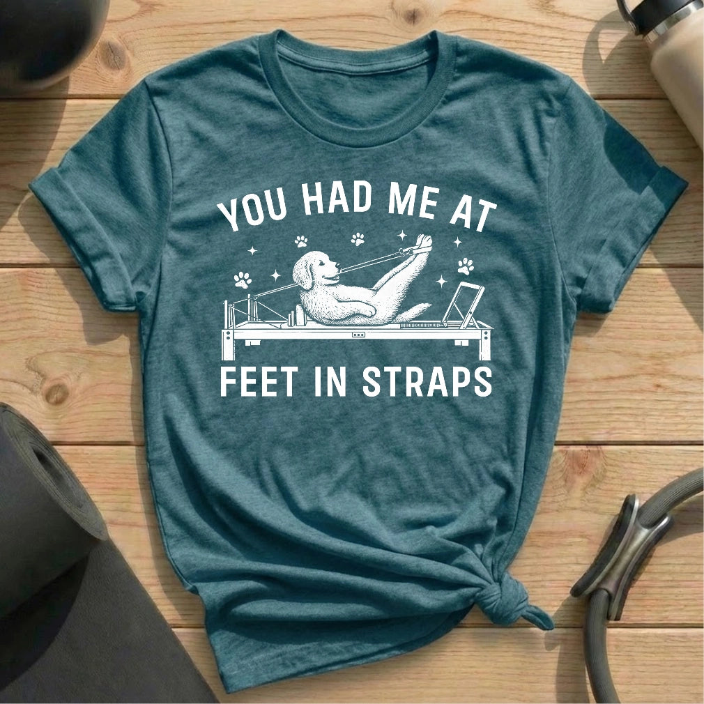 Dog Feet In Straps T-shirt - in MindCloth Pilates Tshirt Collection