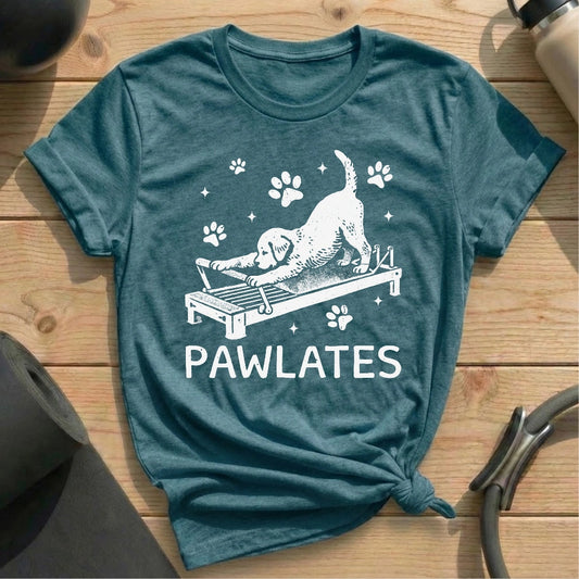 Dog Puppy Pawlates Heather Deep Teal shirt in MindCloth Pilates Tshirt Collection