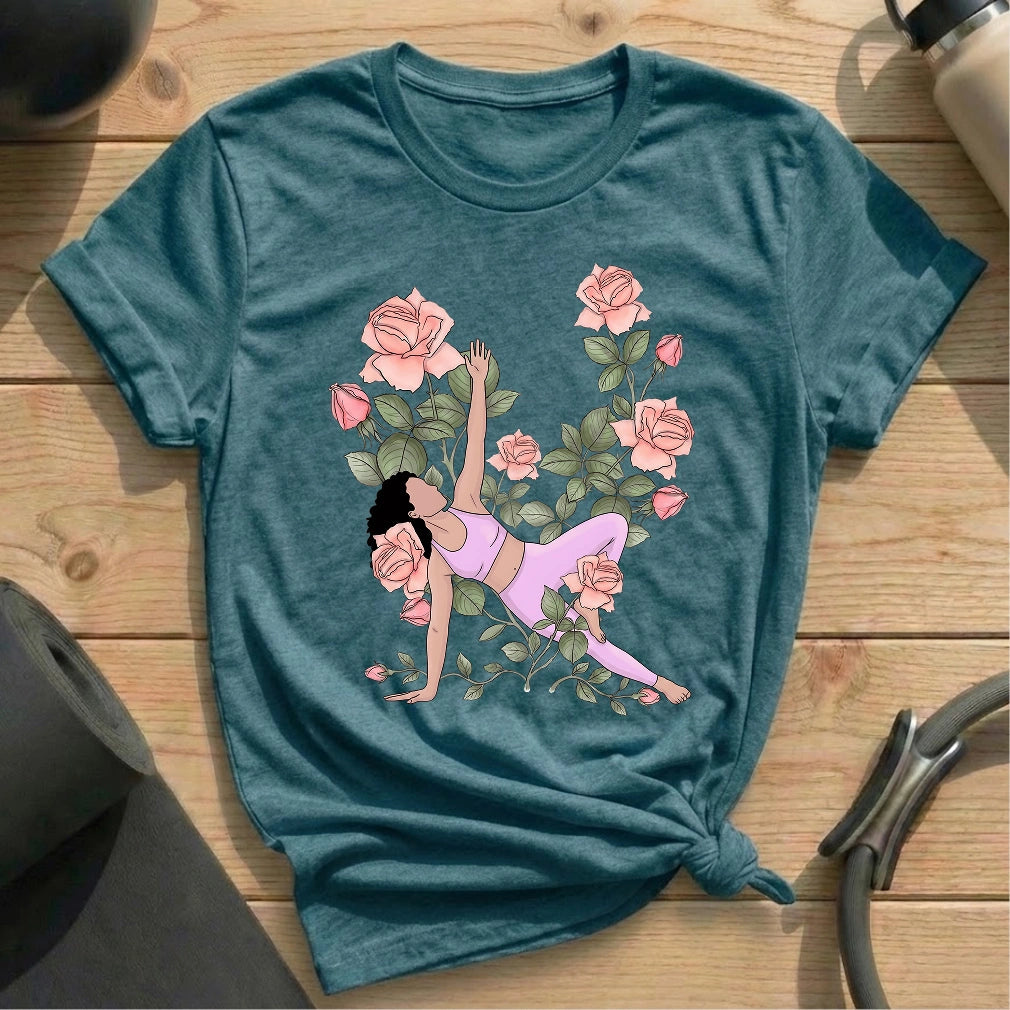 Flower Bend T-shirt - in MindCloth Pilates Tshirt Collection