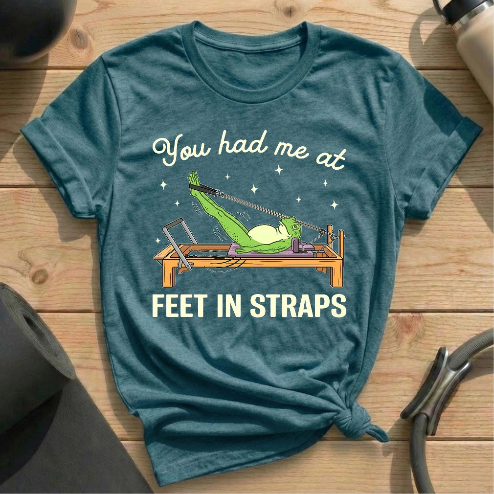 Frog Love Feet In Straps T-shirt - in MindCloth Pilates Tshirt Collection