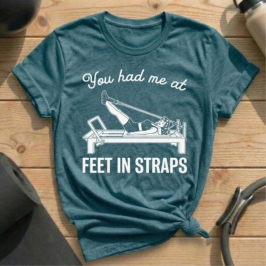 I Love Feet In Straps T-shirt - in MindCloth Pilates Tshirt Collection