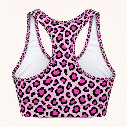 Pink Leopard Racer Back Bra