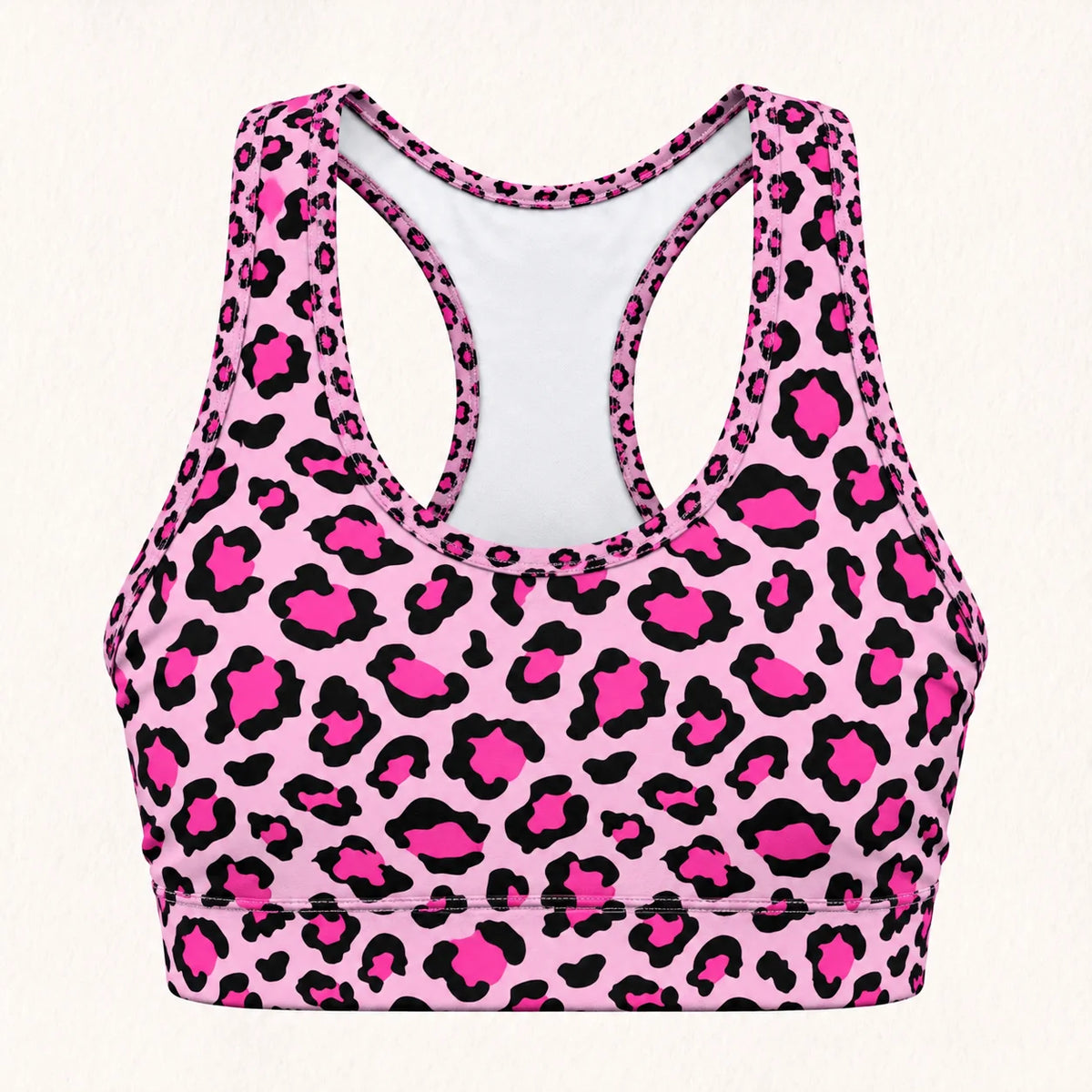 Pink Leopard Racer Back Bra
