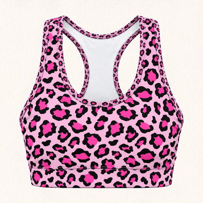 Pink Leopard Racer Back Bra
