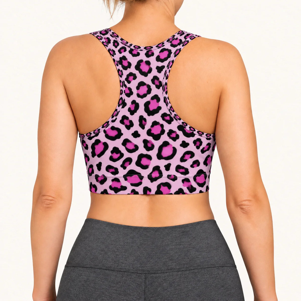Pink Leopard Racer Back Bra