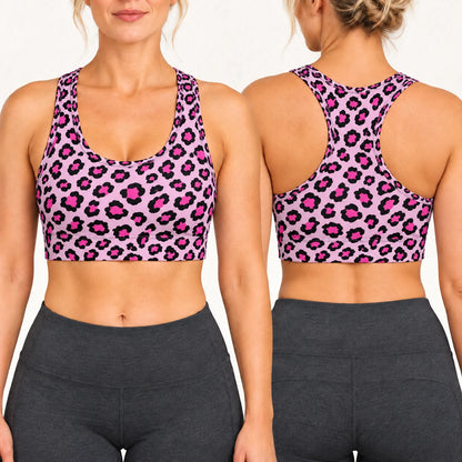 Pink Leopard Racer Back Bra