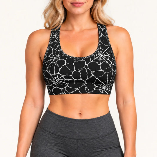 Spiderweb Noir Racer Back Bra