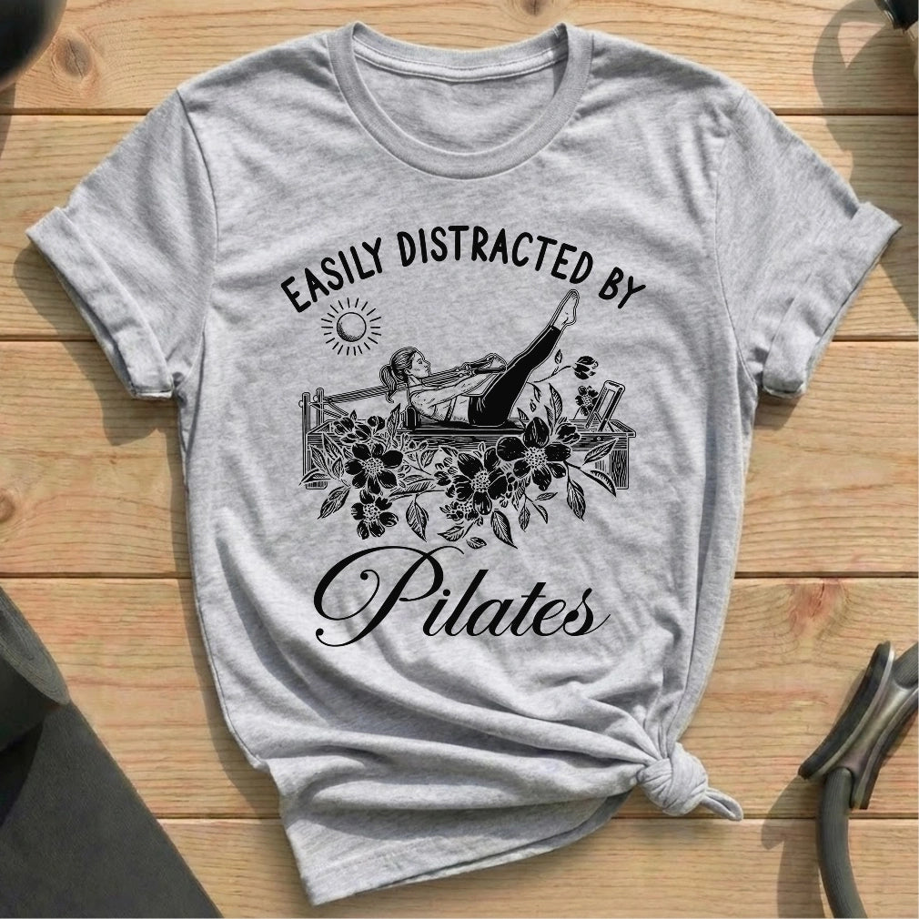 Easily distracted by pilates athelic heather shirt in MindCloth Pilates Tshirt Collection