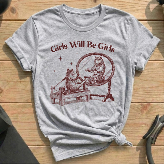 Girls Will Be Girls Athelic Heather T-shirt in MindCloth Pilates Tshirt Collection
