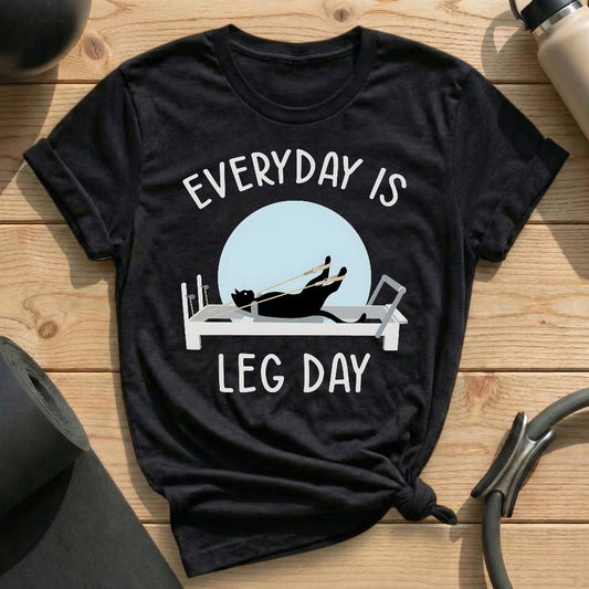 Everyday Is Leg Day Black T-shirt in MindCloth Pilates Tshirt Collection