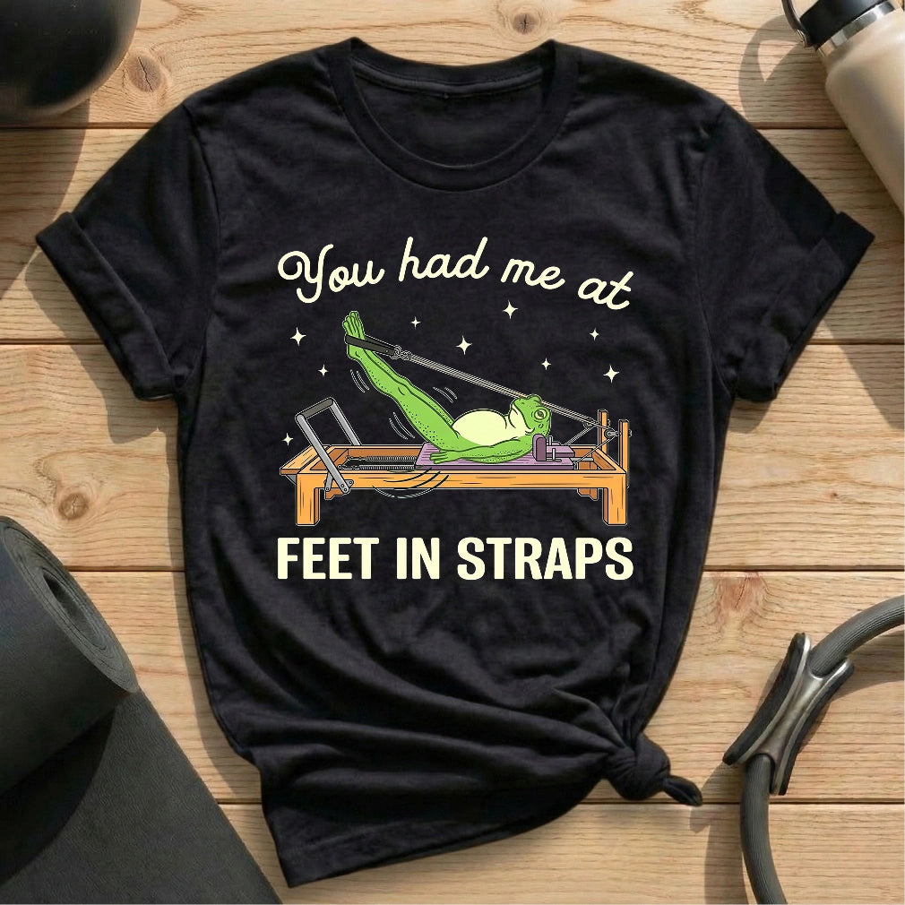 Frog Love Feet In Straps T-shirt - in MindCloth Pilates Tshirt Collection