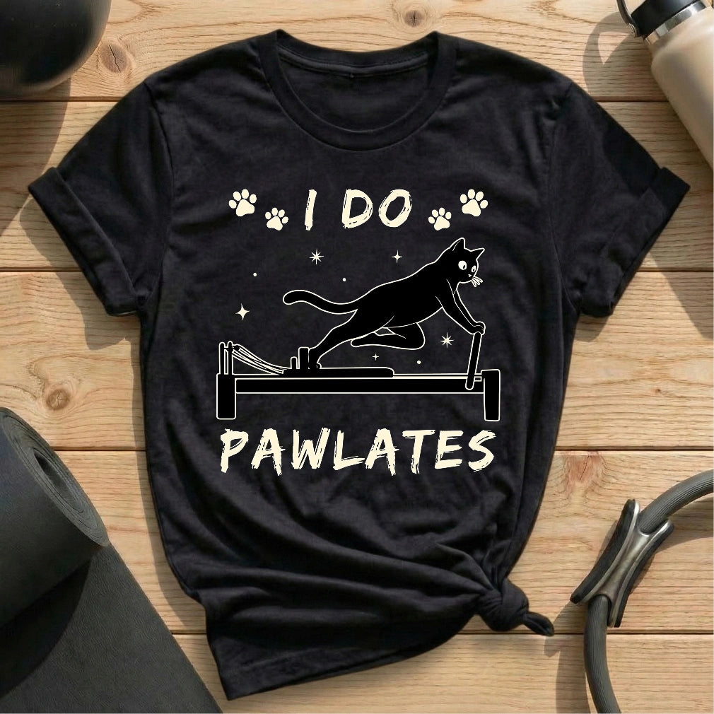 I Do Pawlates Cat Black T-shirt in MindCloth Pilates Tshirt Collection