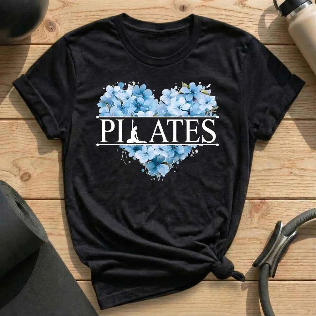 Pilates Floral Heart Shape T-shirt