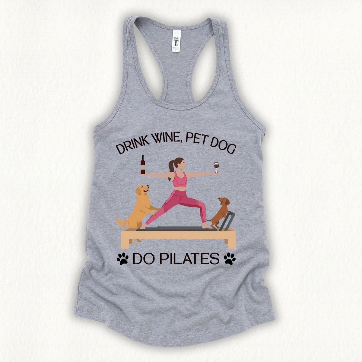 Drink Wine Pet Dog Pilates Tank Top