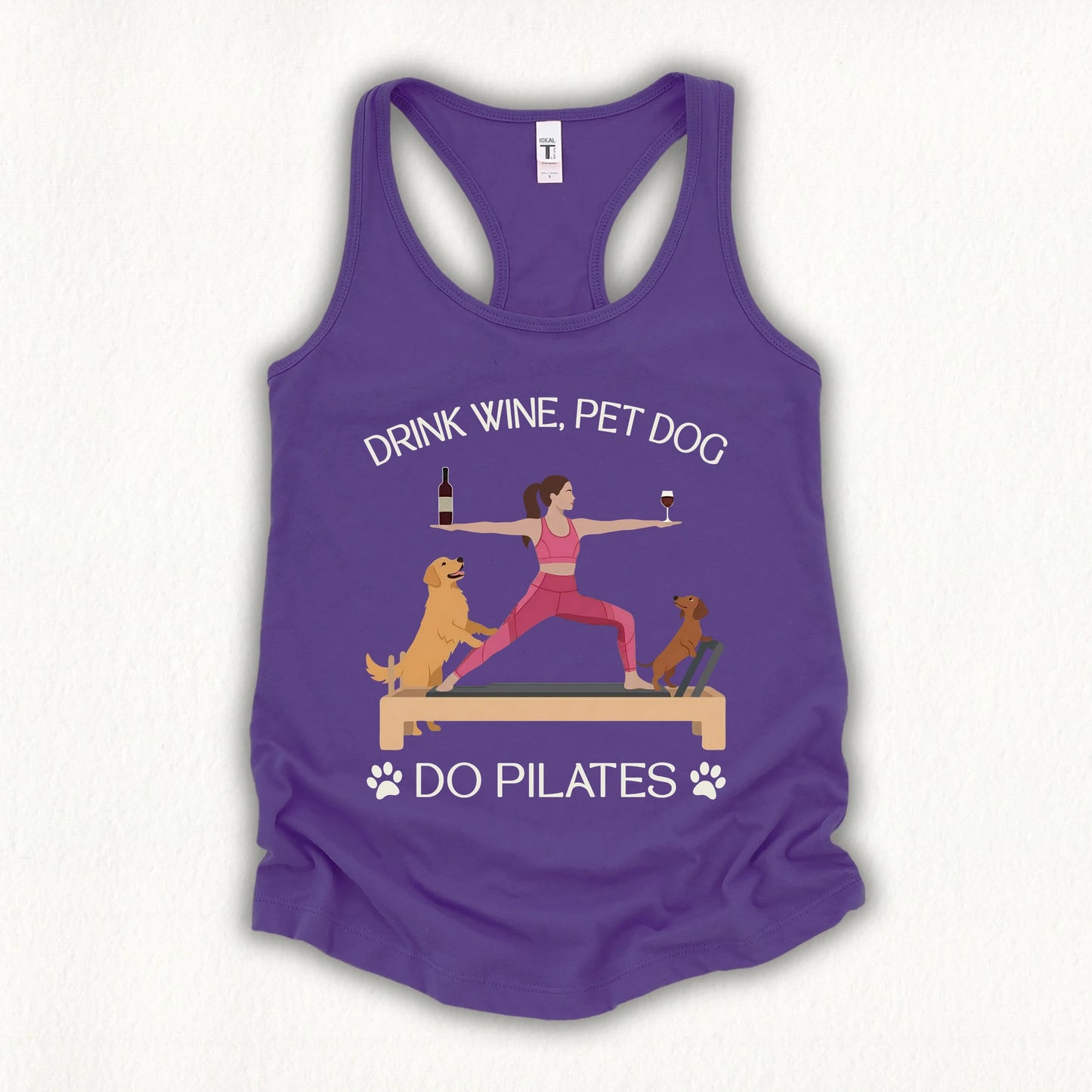Drink Wine Pet Dog Pilates Tank Top