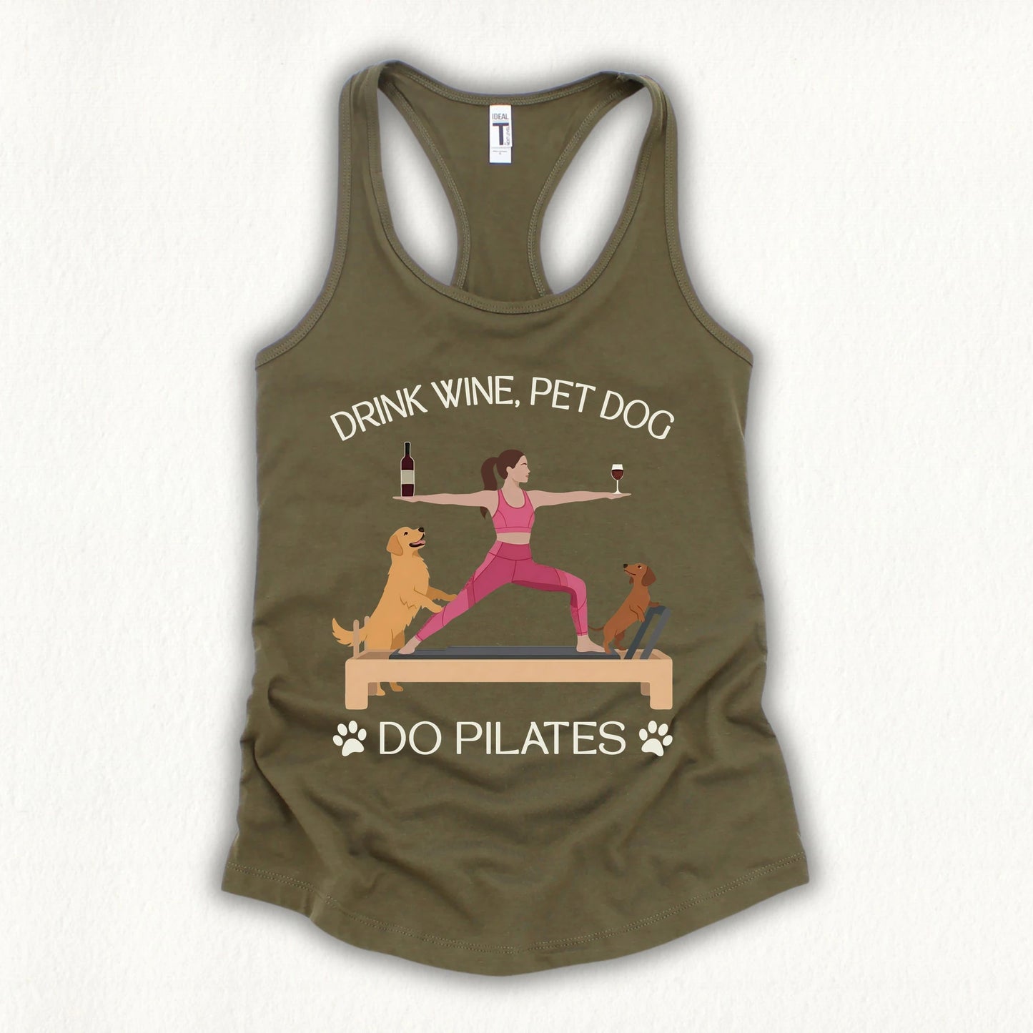 Drink Wine Pet Dog Pilates Tank Top