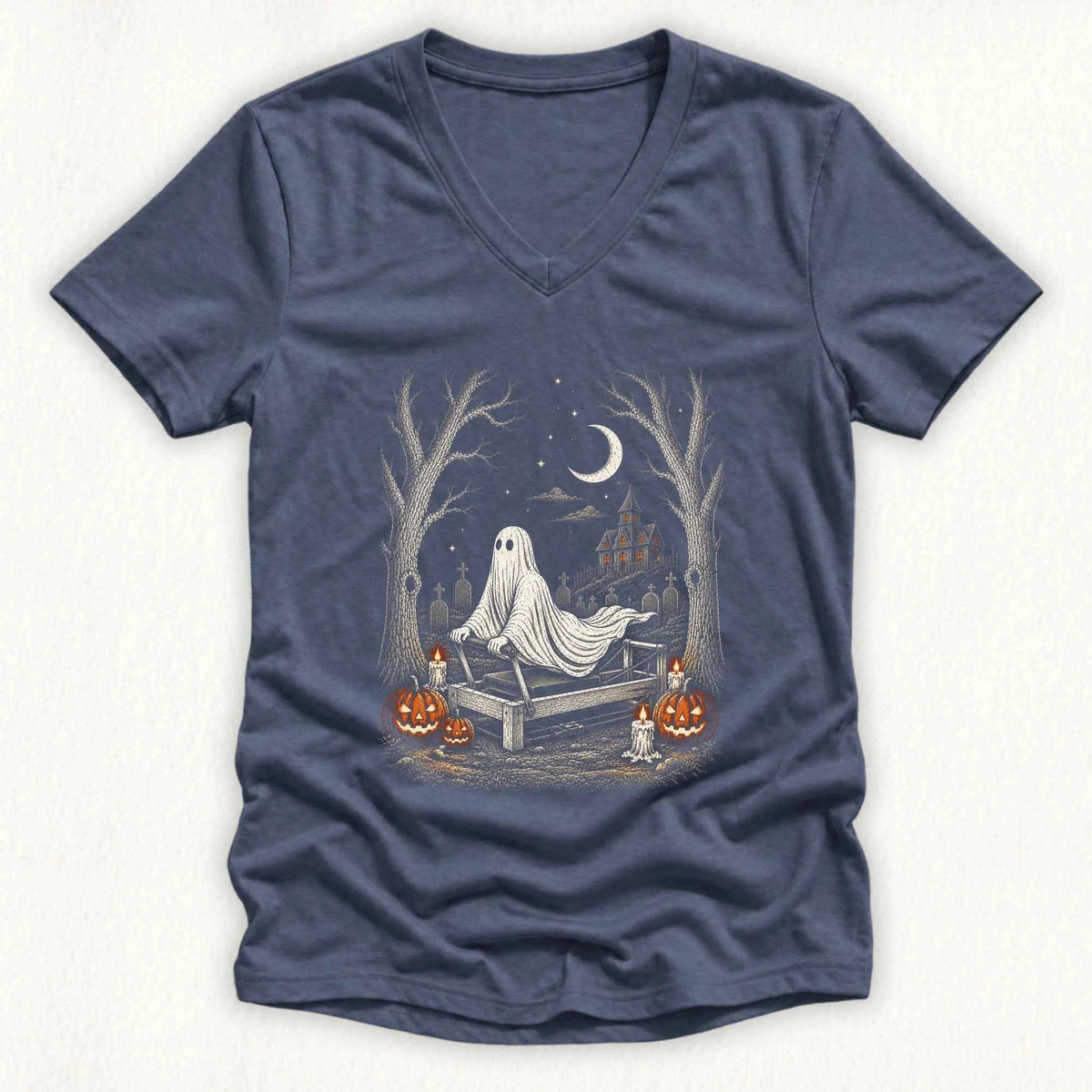 Stretching Ghost Lady V-neck