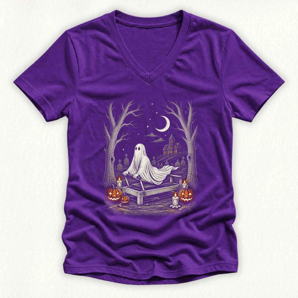 Stretching Ghost Lady V-neck